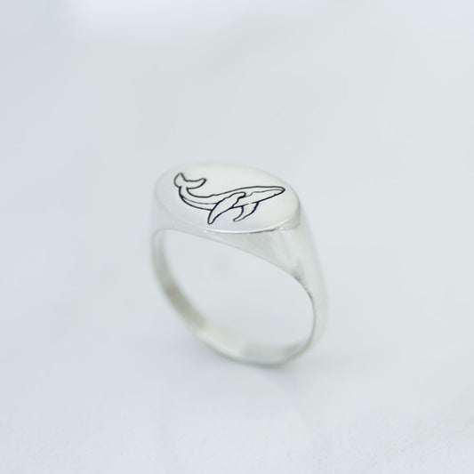 Whale Signet Ring silver
