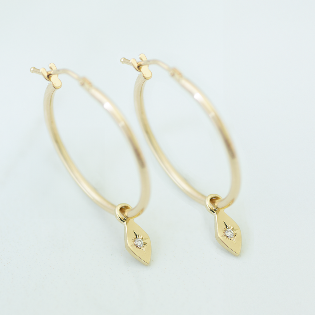 Marquise hoops 14k gold