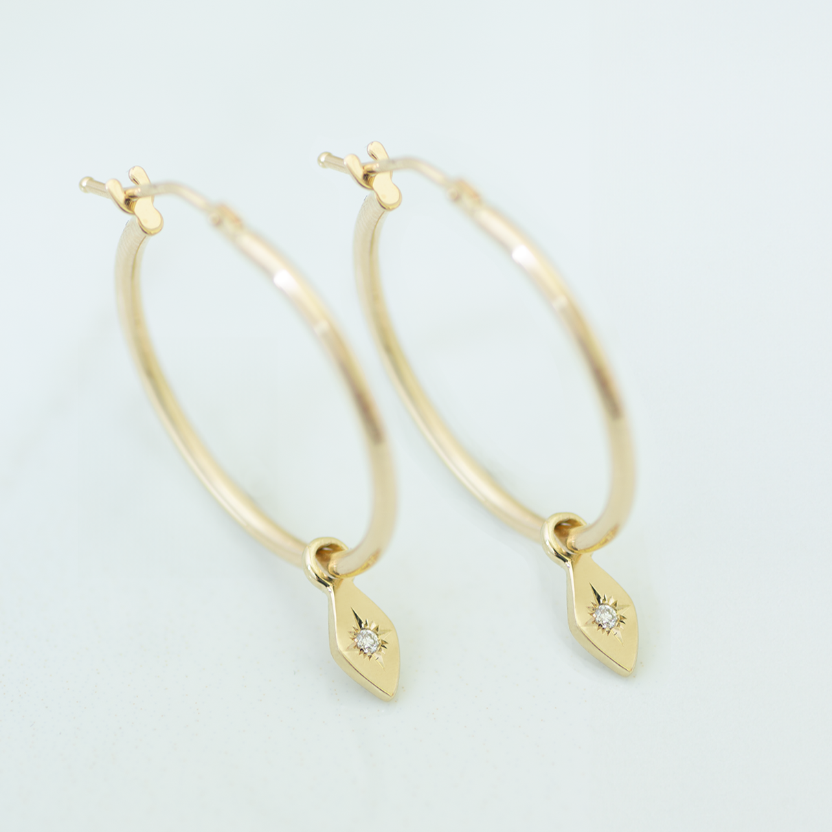 Marquise hoops 14k gold