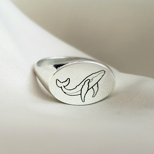 Whale ring silver