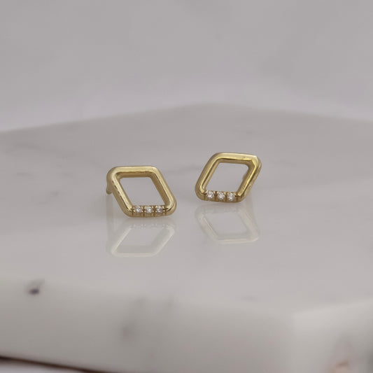 Marquise studs 14k gold